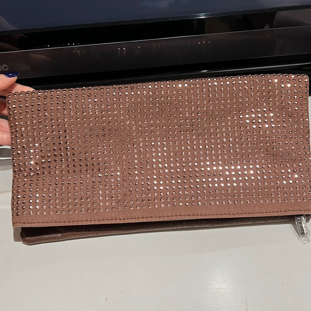 BCBGeneration metallic brown clutch